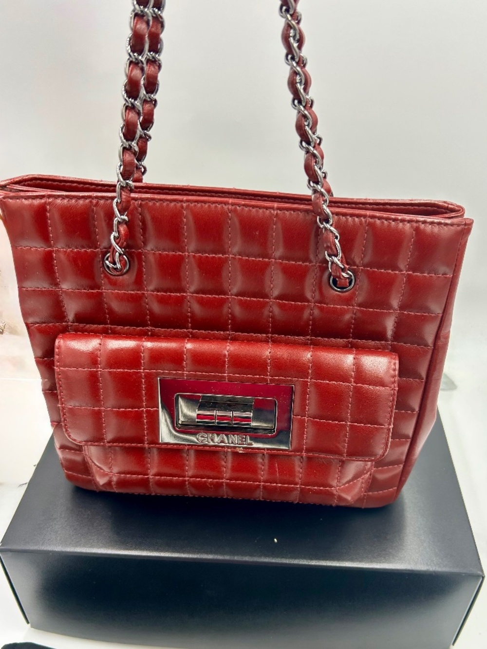 Chanel Chocolate Bar Madamoiselle Reissue Square Tote Bag